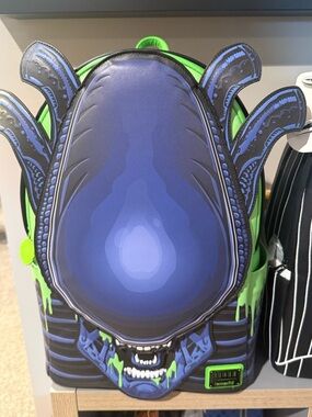 NWT Full Size Loungefly Alien Plaque Backpack in Blue & Neon Green